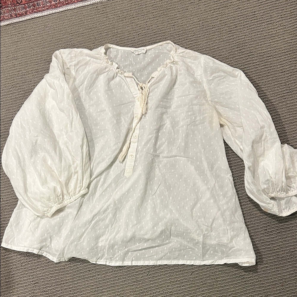 Emerson Fry White Blouse with Subtle Pattern